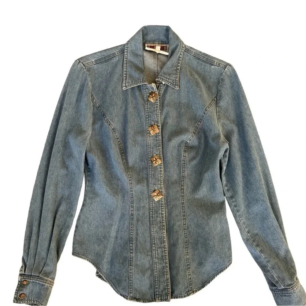 Vintage Hairston Roberson Western Denim Shirt womens size small